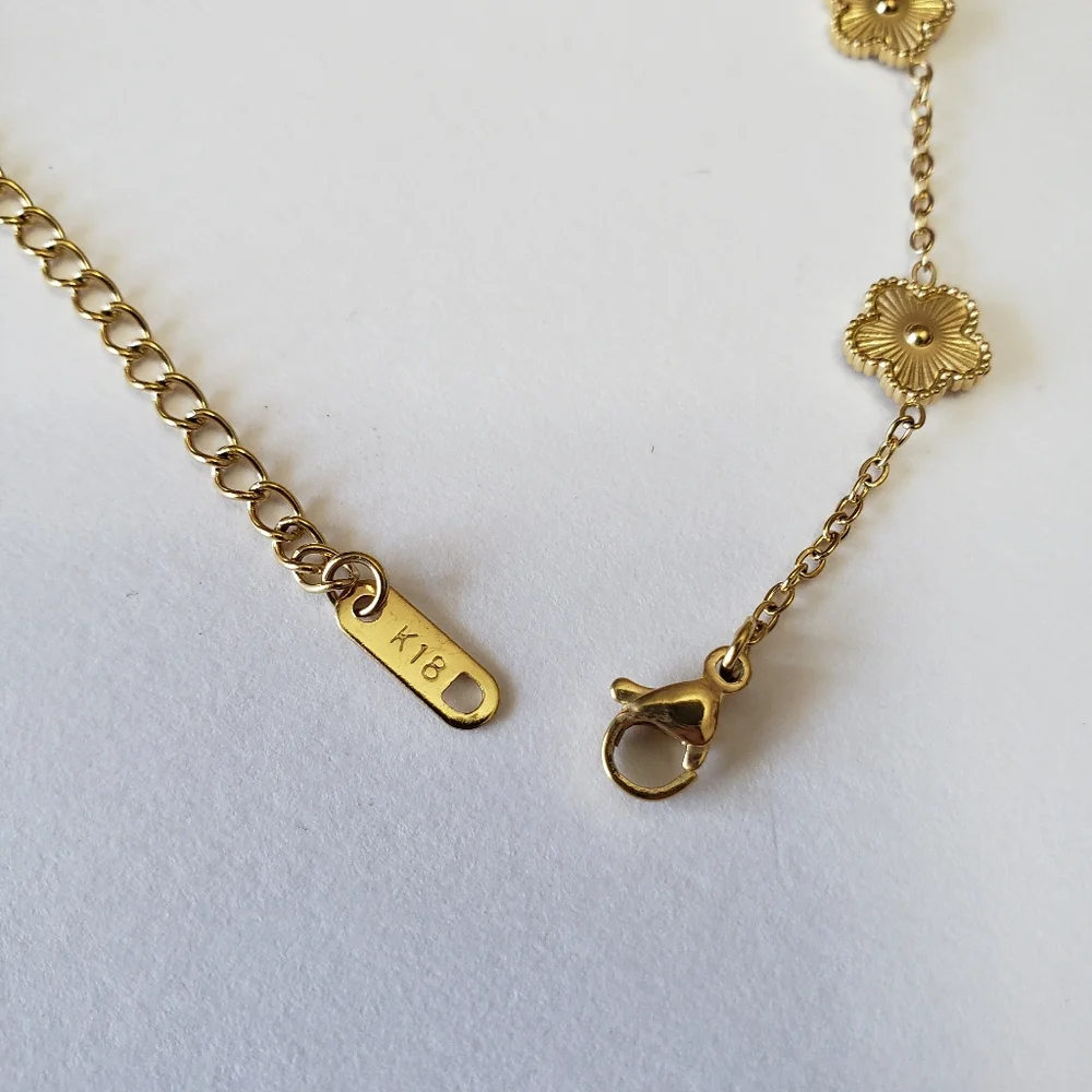 Stainless Steel Hot Gold Plated Clover Charm Bracelet Luxury - Picture 5 of 7